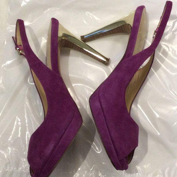 Cole Haan purple and gold sling back heels - Picture 4 of 9
